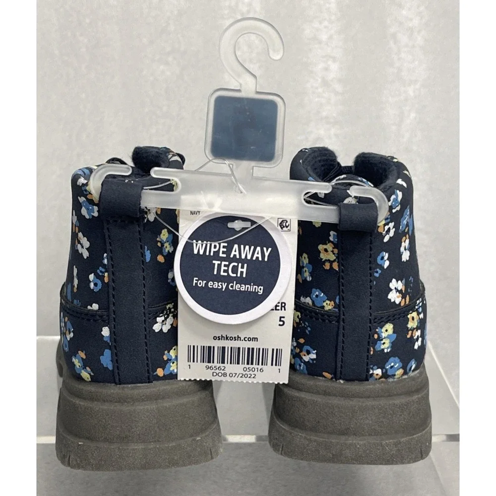 Oshkosh Floral Flower Print Blue‎ Fashion Boots Toddler Girls Size 5 NEW